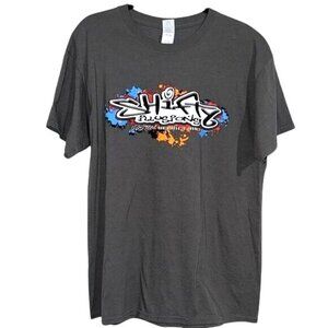 Shift Illusions Custom Helmet Art Gray Graphic T-Shirt Gildan Heavy Cotton L